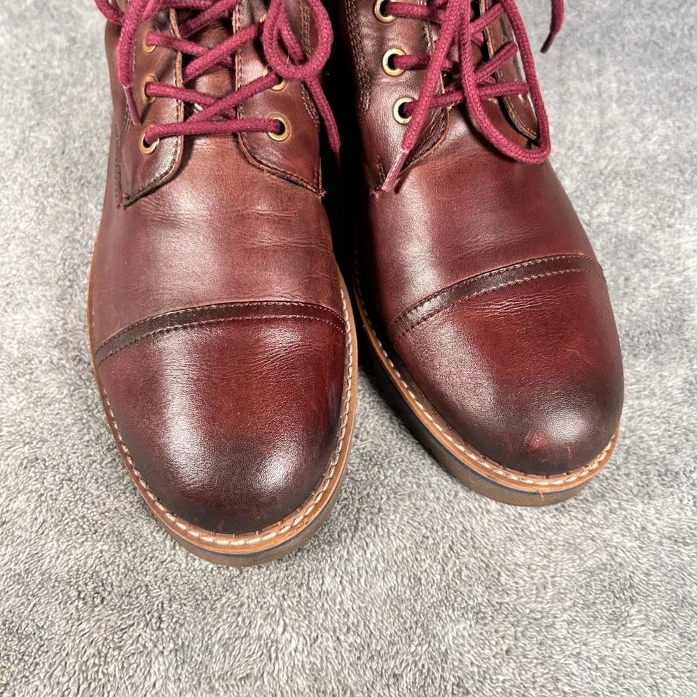 Pikolinos York Boots Brown Cognac Leather Burgundy Red Side Zip Mens 8 EU 41